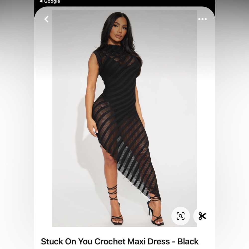 Black mesh dress
Stuck On You Crochet Maxi Dress - Black
Beach coverup 
One size